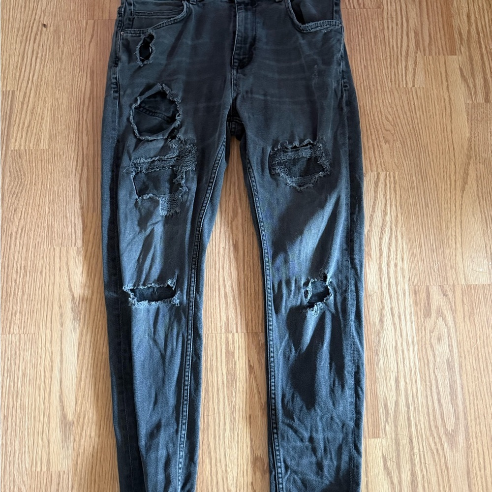 Zara Distressed Black Jeans